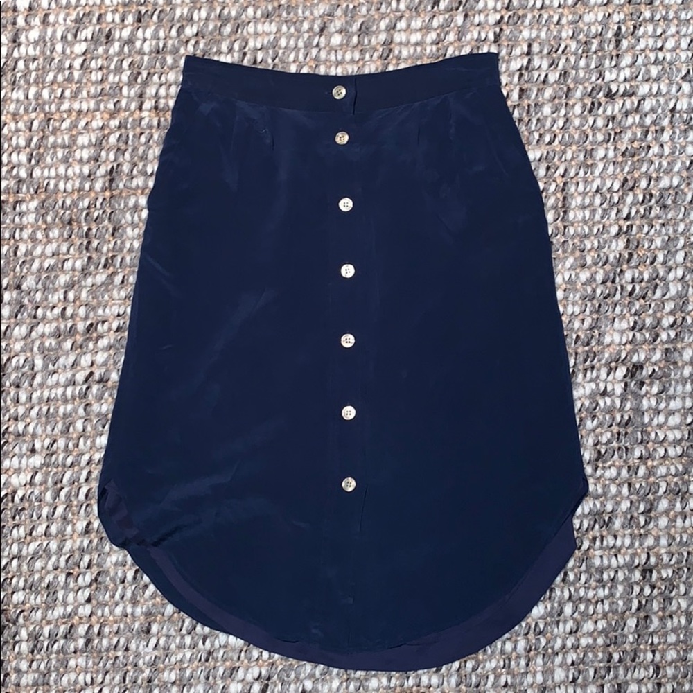 Madewell Silk Button Front Midi Skirt